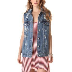 Washborn XS denim distressed vest